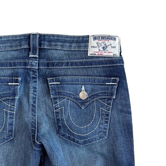 True Religion Women’s Dark Wash Button Pocket Skinny Jeans - Picture 5 of 10